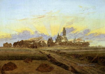 Neubrandenburg en llamas Romántico Caspar David Friedrich Pinturas al óleo